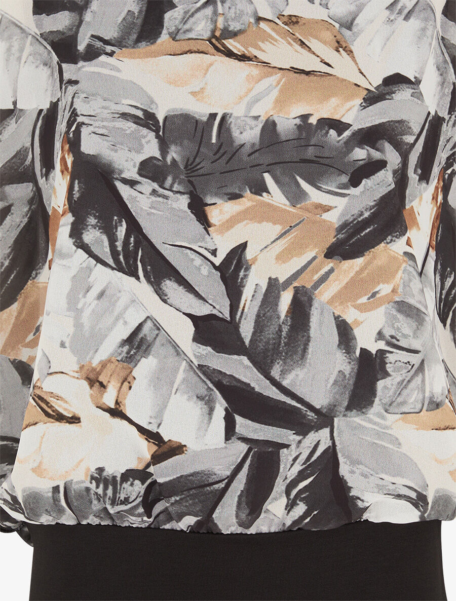 Top en voile à manches volantées imprimé feuillage - Noir - 3