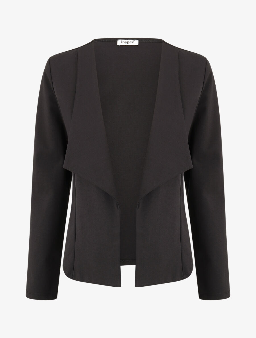 Veste en coton à col droit - Noir - 4