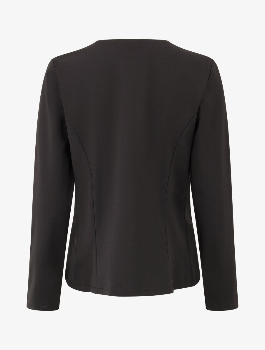 Veste en coton à col droit - Noir - 2