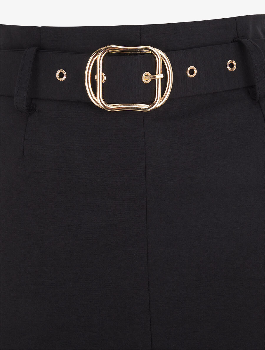 Jupe droite mi-longue unie - Noir - 3