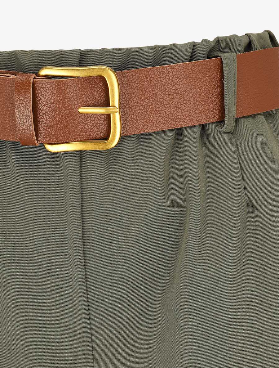 Pantalon long uni élastiqué - Kaki - 3