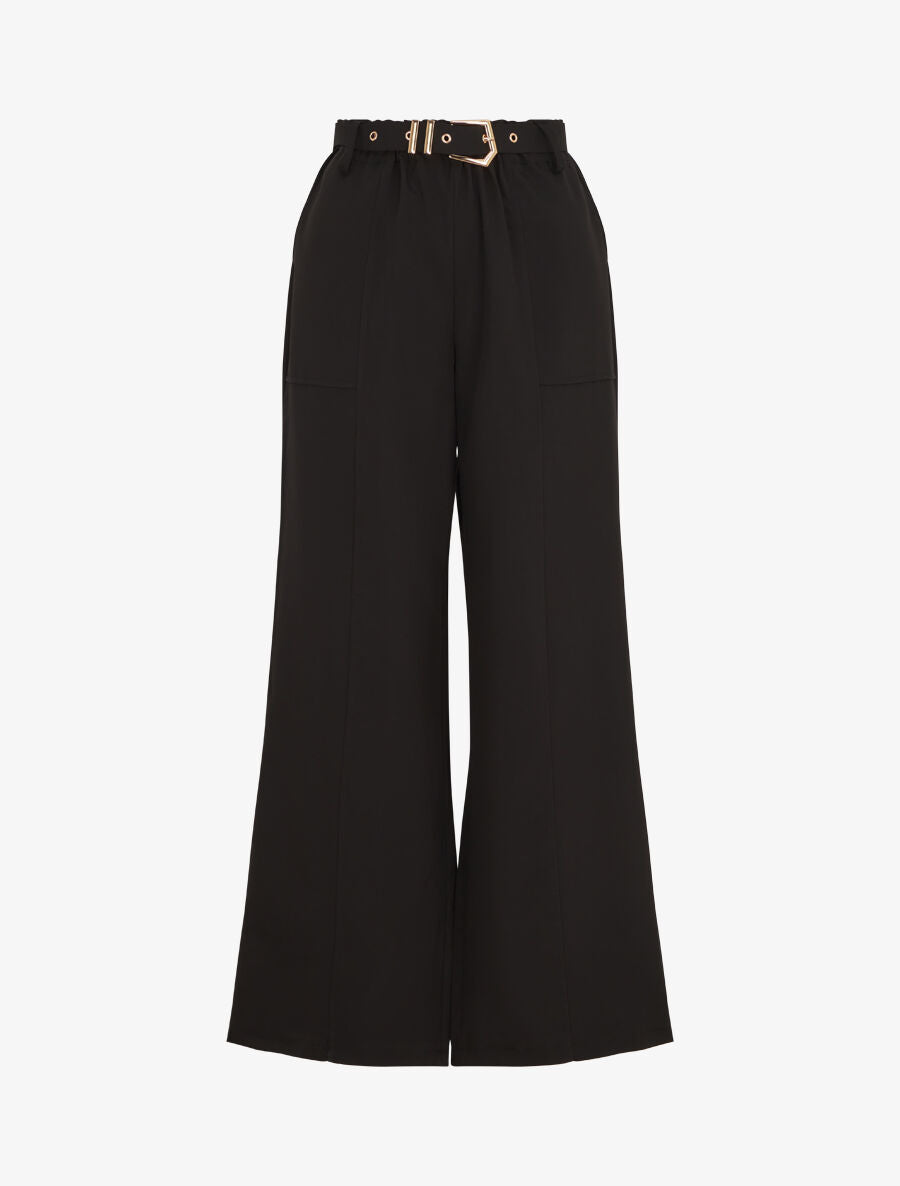 Pantalon ample à taille élastiquée - Noir - 4