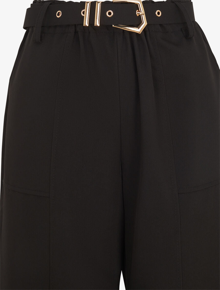 Pantalon ample à taille élastiquée - Noir - 3