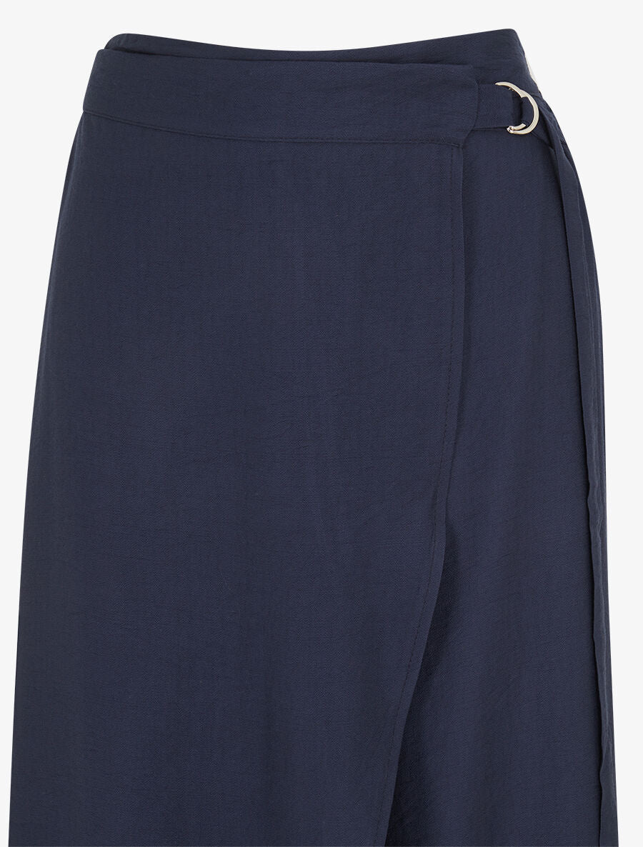 Pantalon droit uni à pan - Marine - 3