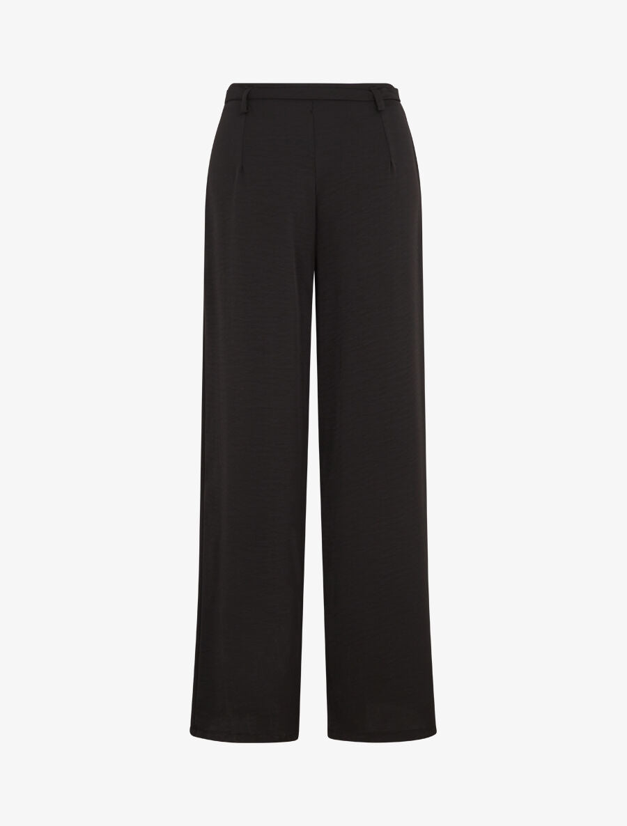 Pantalon ample taille haute uni - Noir - 2