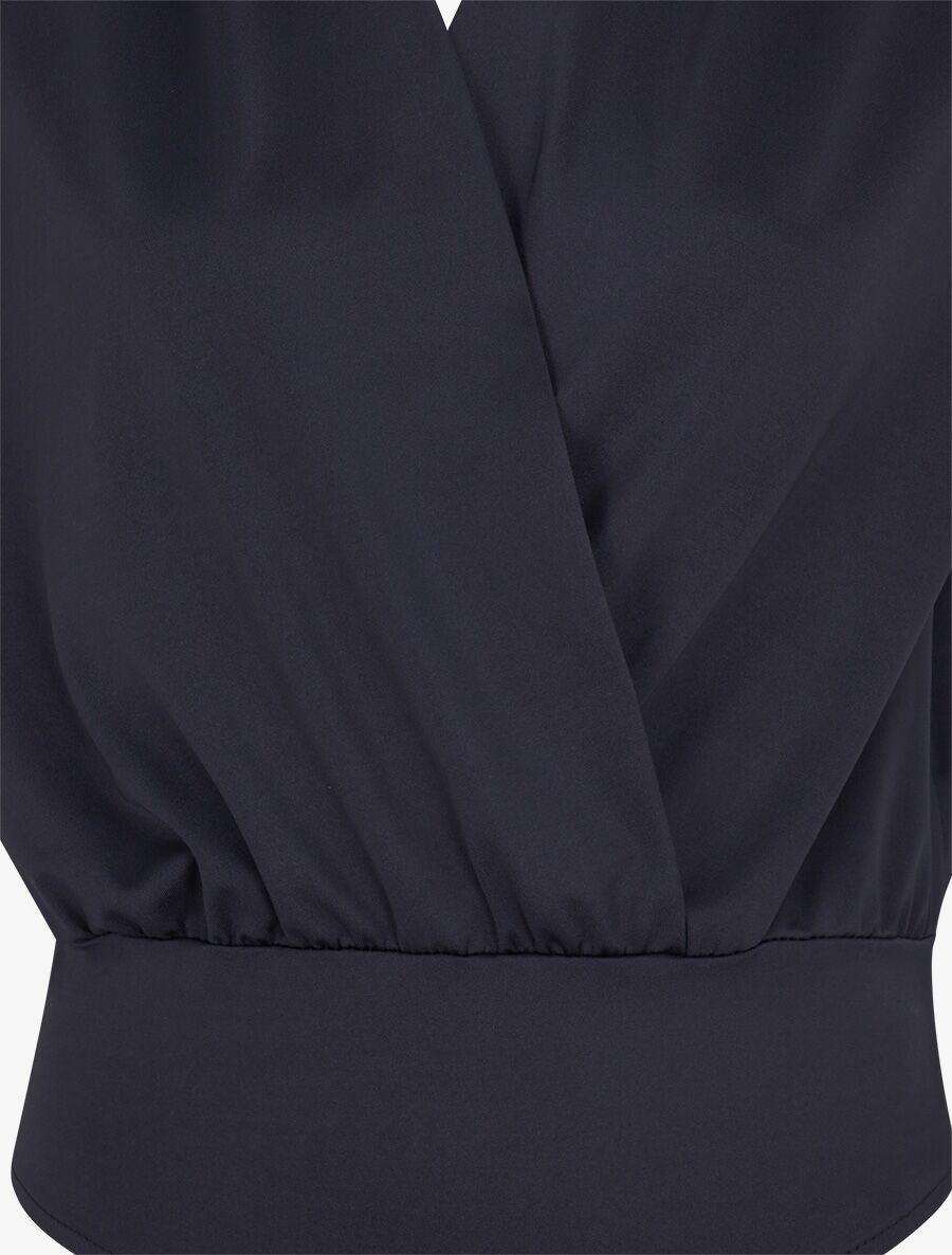 Body uni à col cache-coeur - Marine - 3