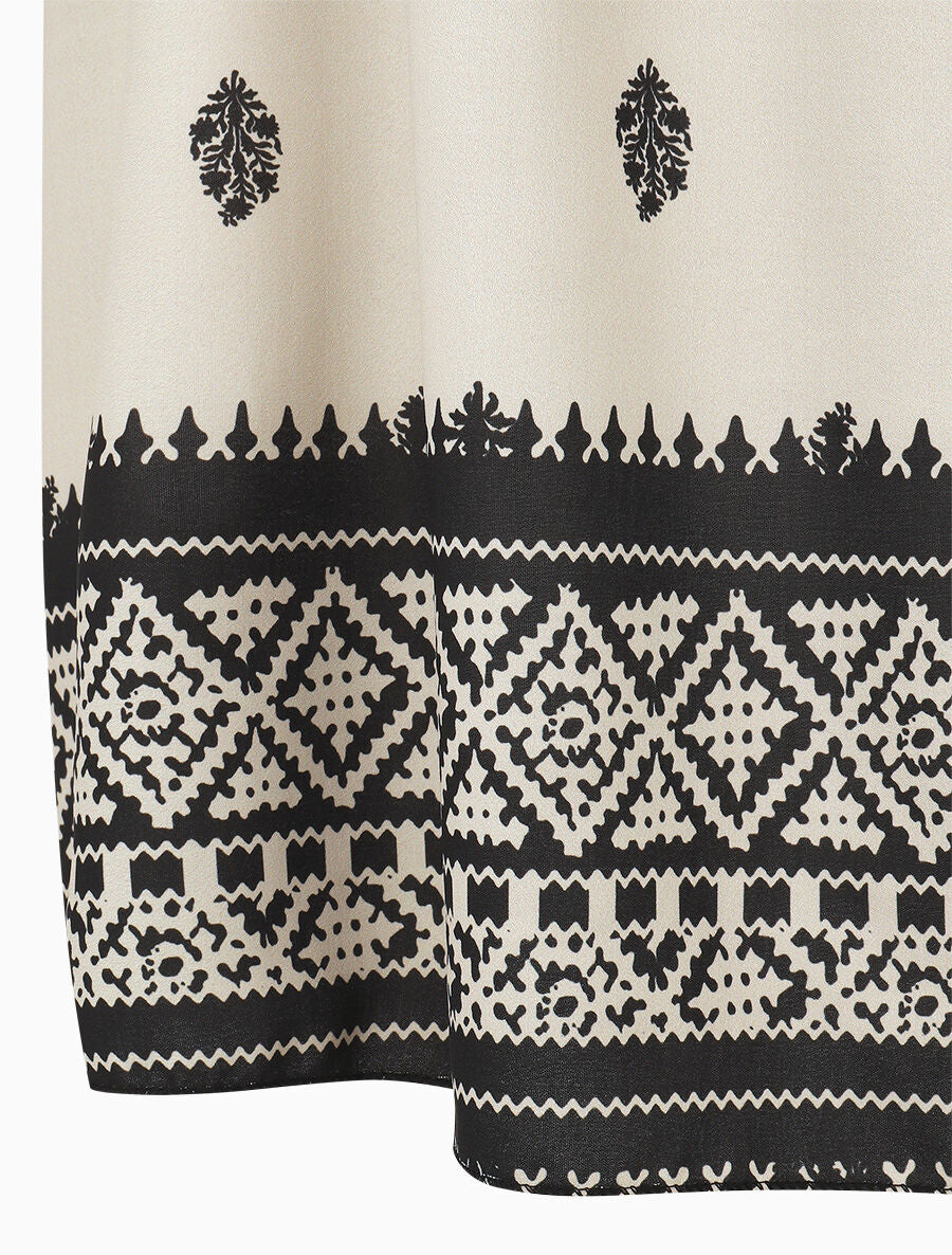 Jupe longue évasée imprimé arabesque - Noir - 3