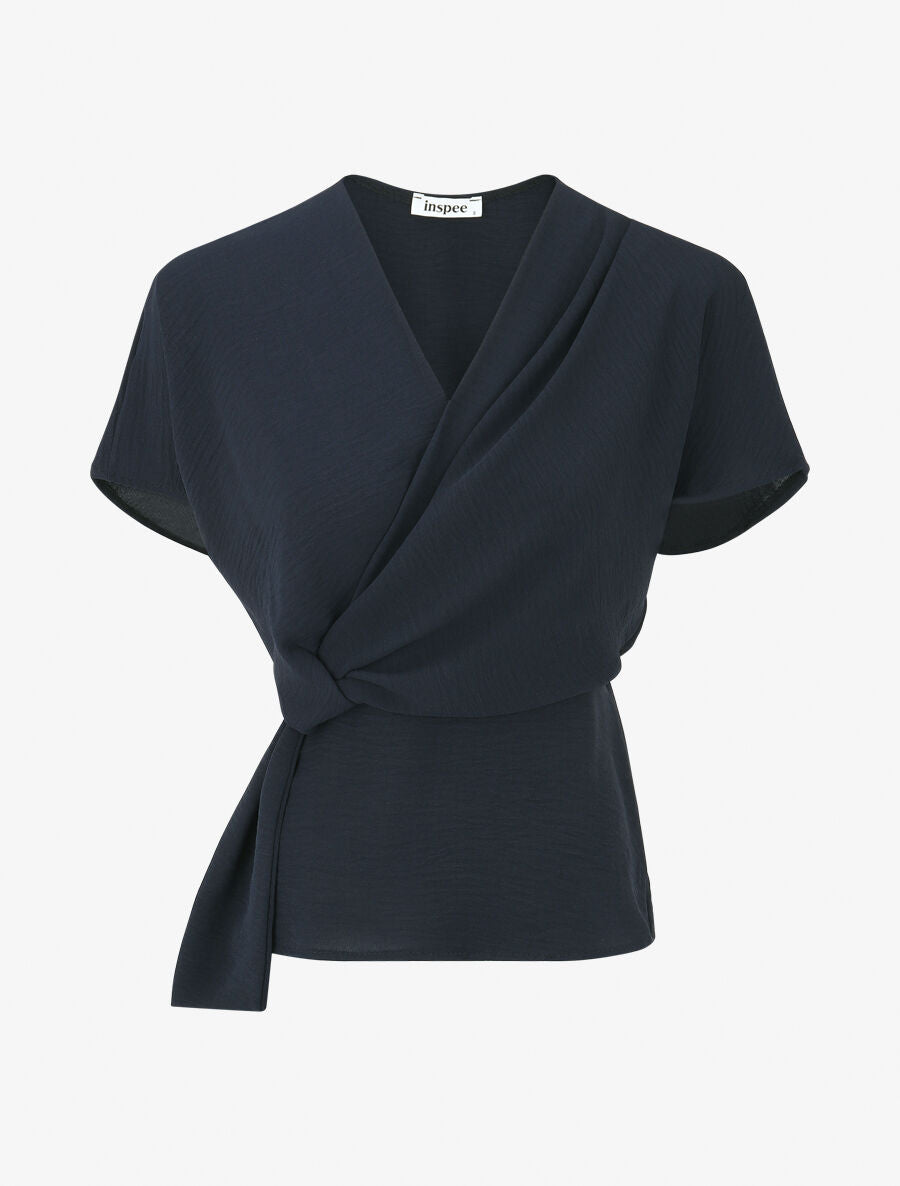 Top col cache-coeur à noeud - Marine - 1