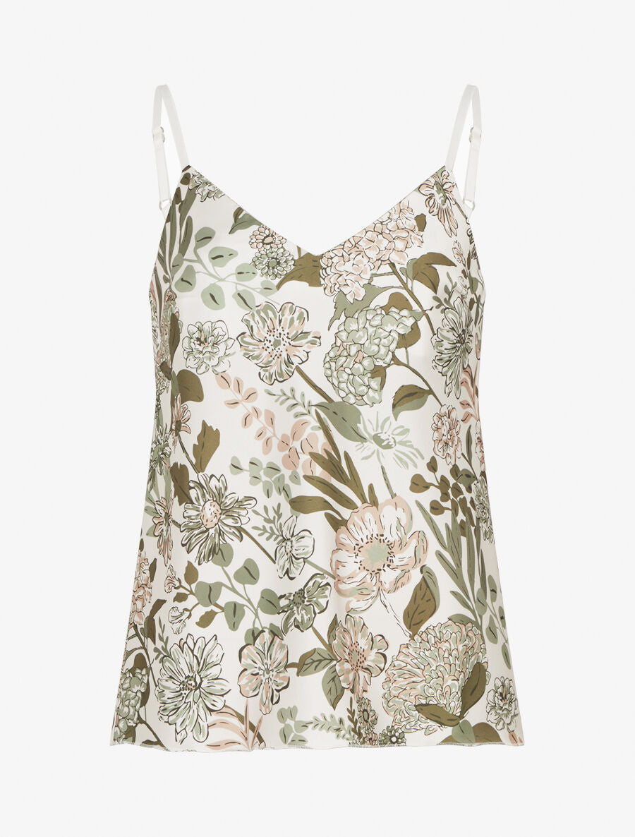 Caraco satiné imprimé floral - Kaki - 1