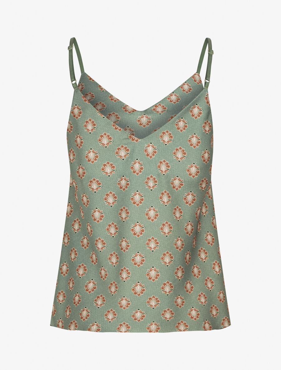 Caraco satiné imprimé jacquard - Kaki - 2