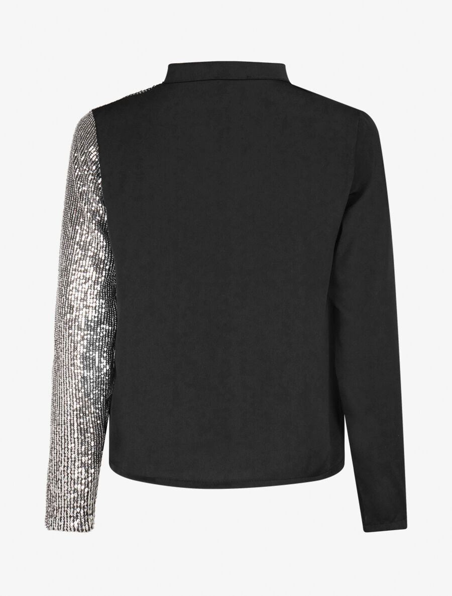 Blouse satinée avec sequins - Argent - 2