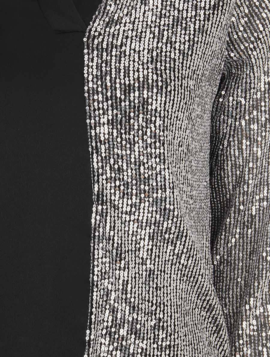 Blouse satinée avec sequins - Argent - 3