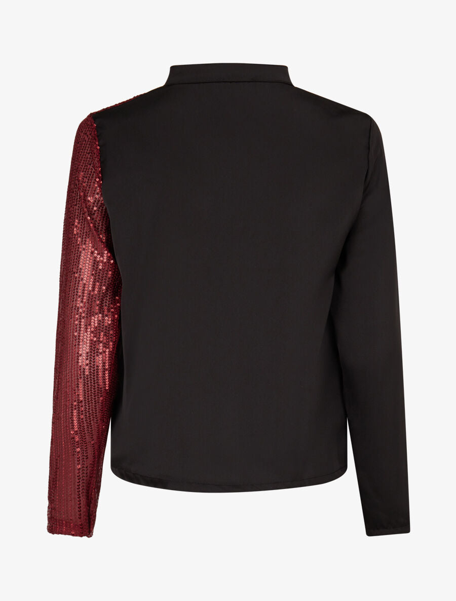 Blouse satinée avec sequins - Bordeaux - 2