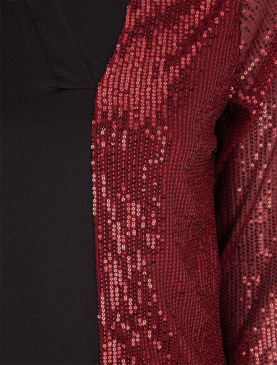 Blouse satinée avec sequins - Bordeaux - 3