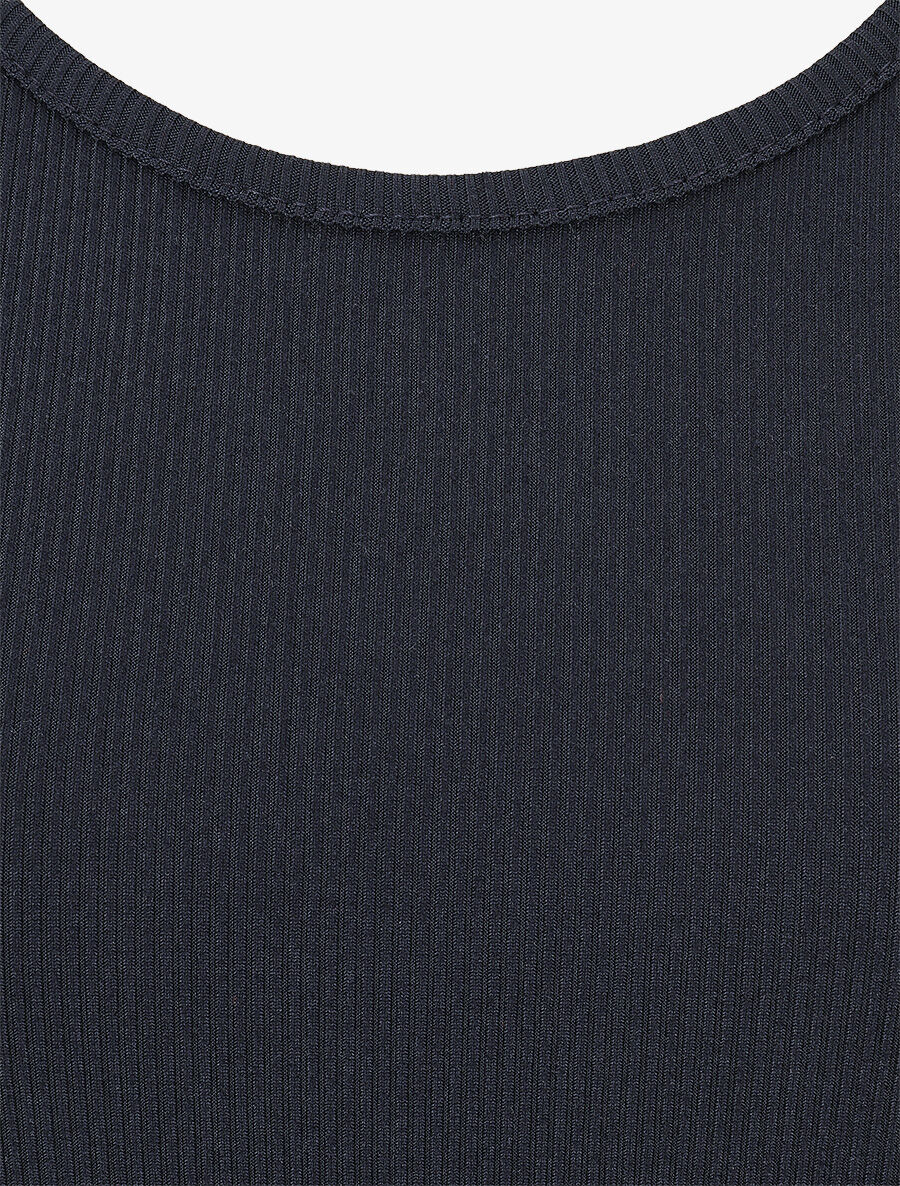 Débardeur côtelé basique coupe ajustée - Marine - 3
