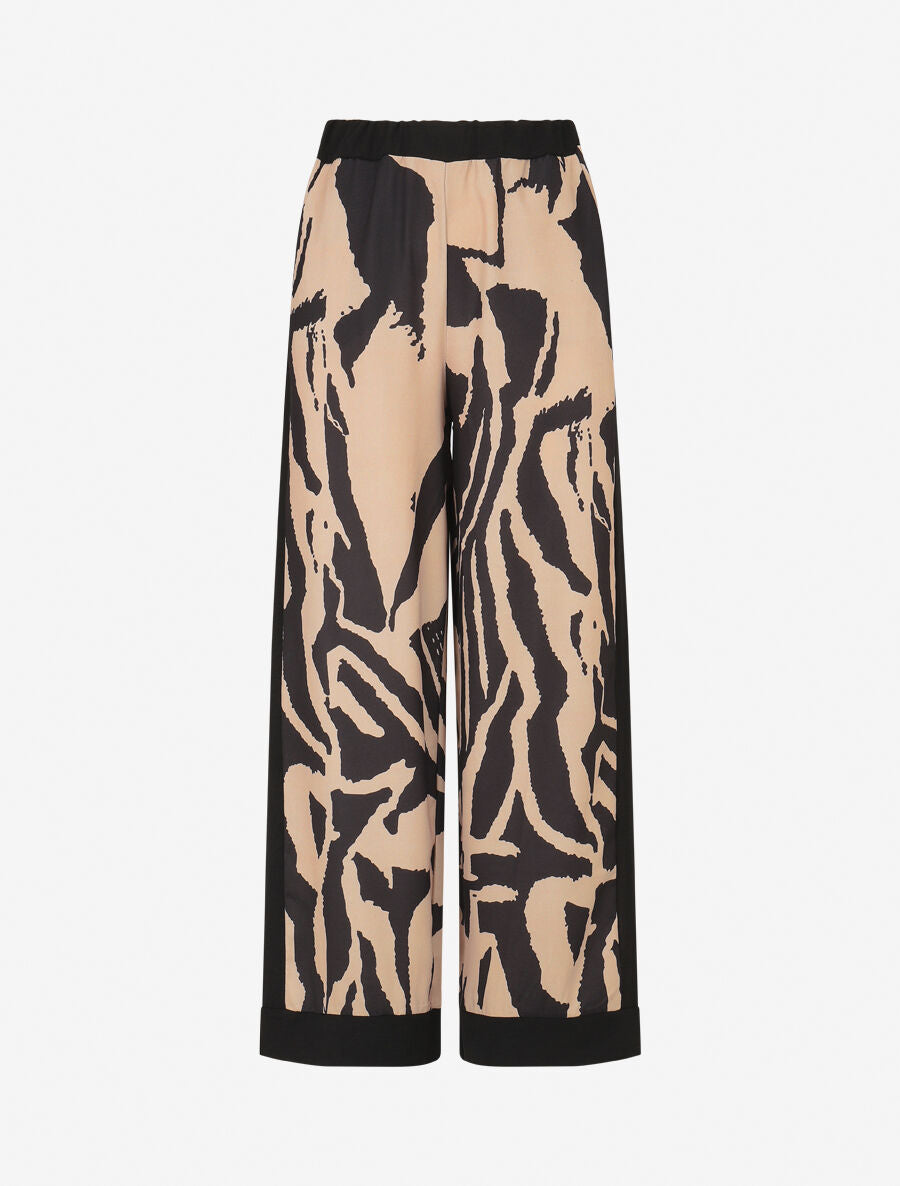 Pantalon droit taille haute imprimé graphique - Camel - 1