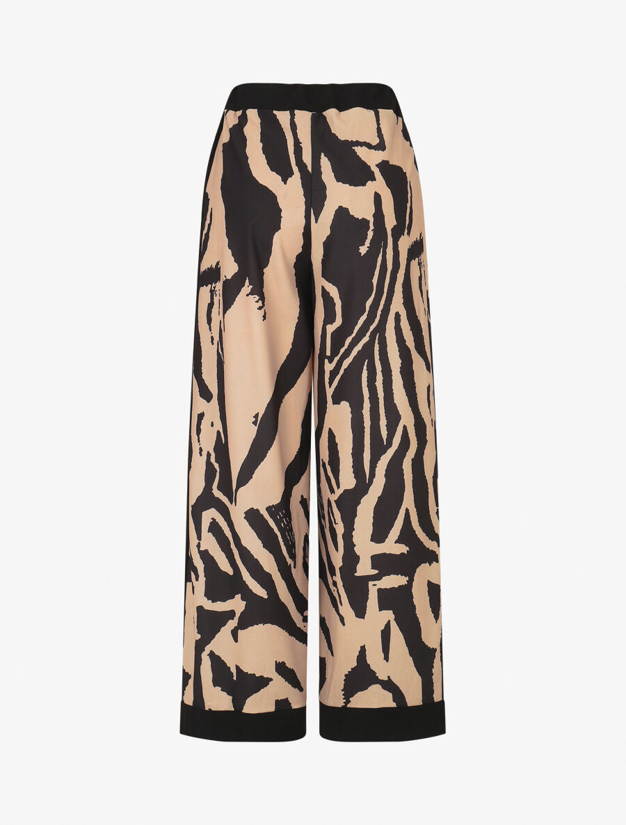 Pantalon droit taille haute imprimé graphique - Camel - 2