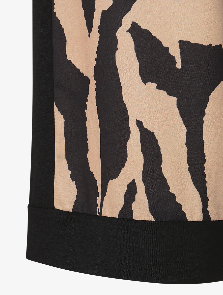 Pantalon droit taille haute imprimé graphique - Camel - 3