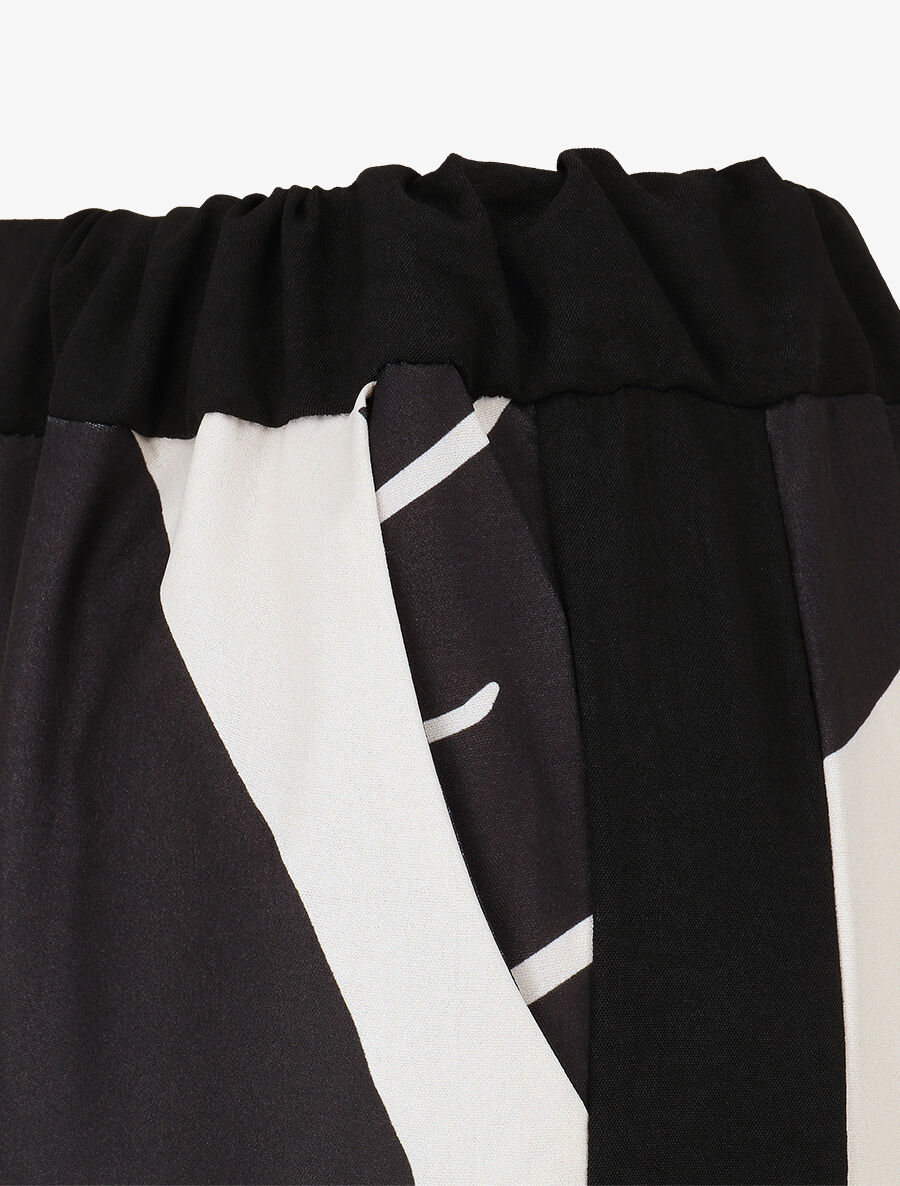 Pantalon droit taille haute imprimé fantaisie - Noir - 3