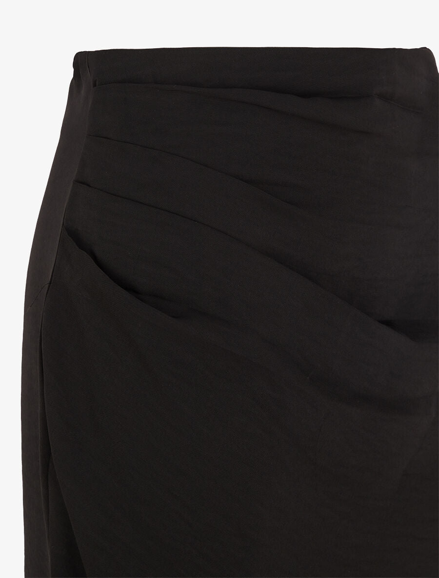 Jupe uni asymétrique effet drapé - Noir - 3