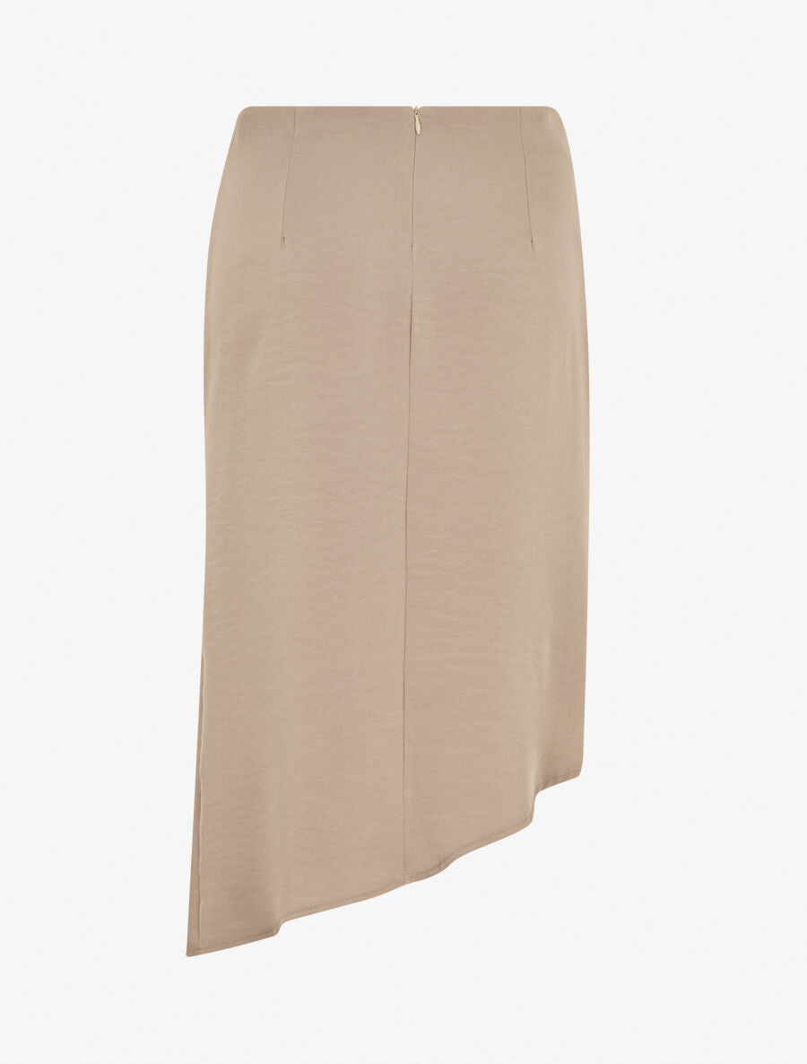 Jupe uni asymétrique effet drapé - Taupe - 2