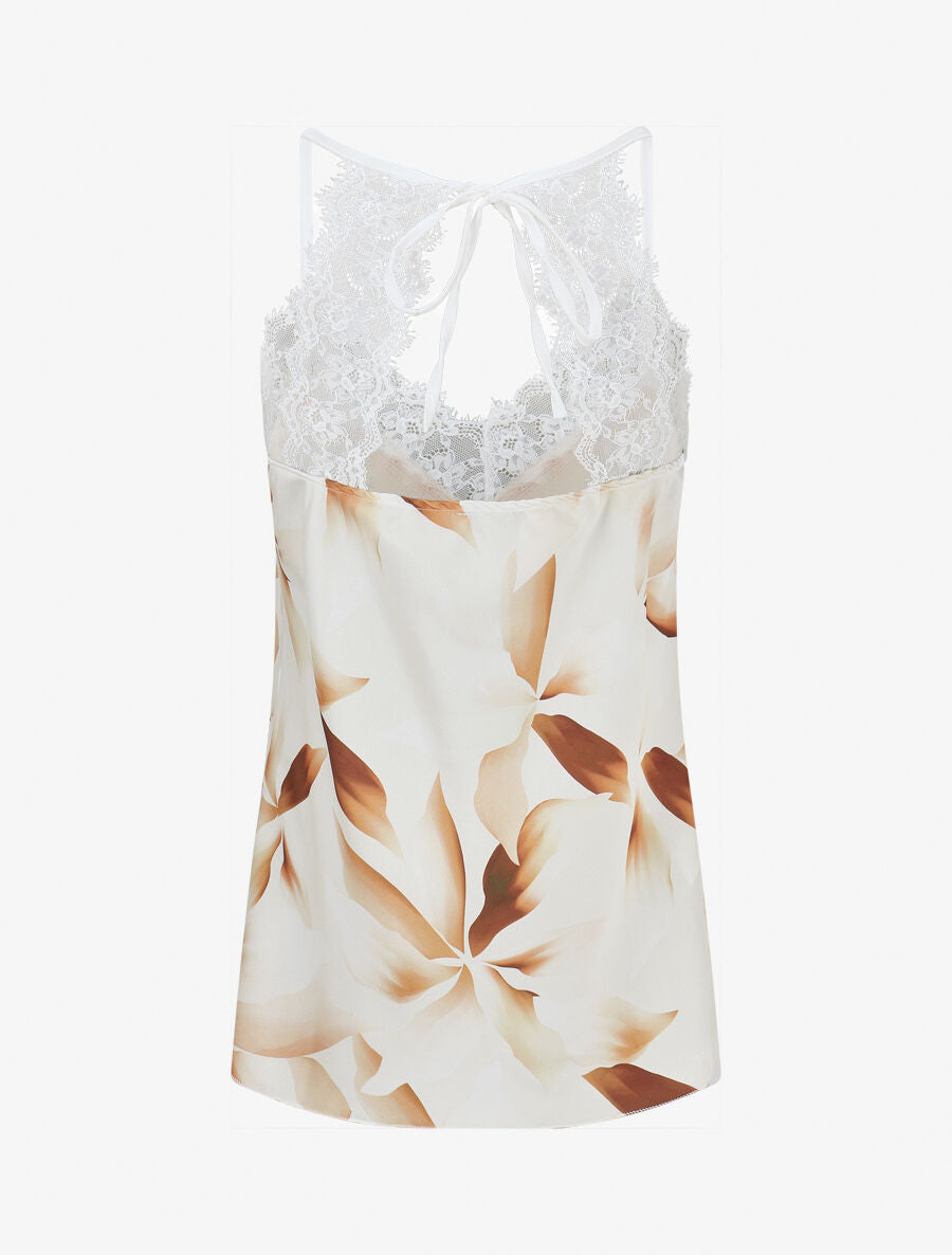 Caraco satiné imprimé pétales - Beige - 2