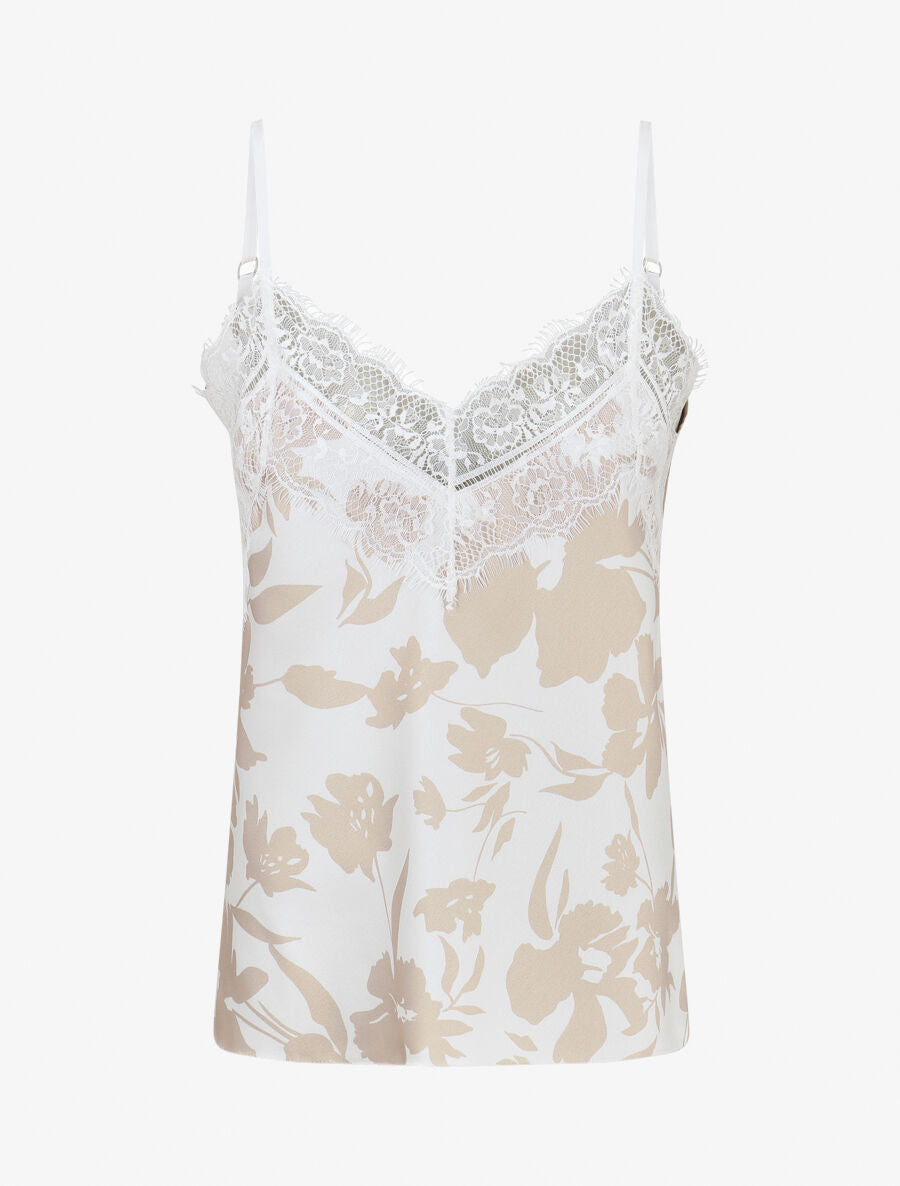 Caraco floral à dentelle - Blanc - 1