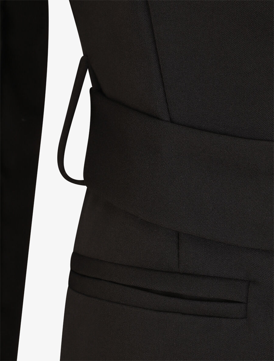 Veste unie à ceinture à nouer - Noir - 3