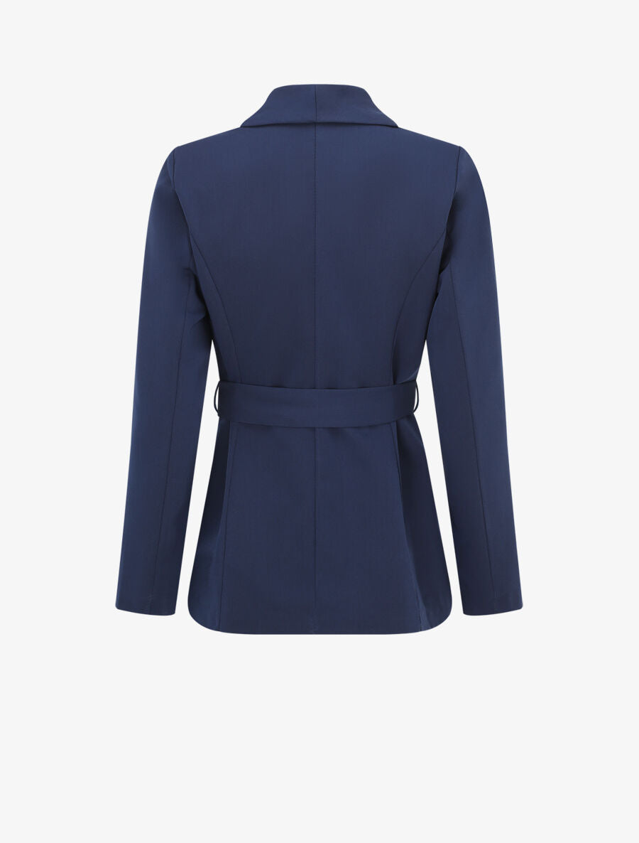Veste unie à ceinture à nouer - Marine - 2