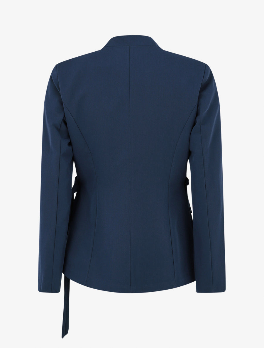 Veste droite unie à liens - Marine - 2