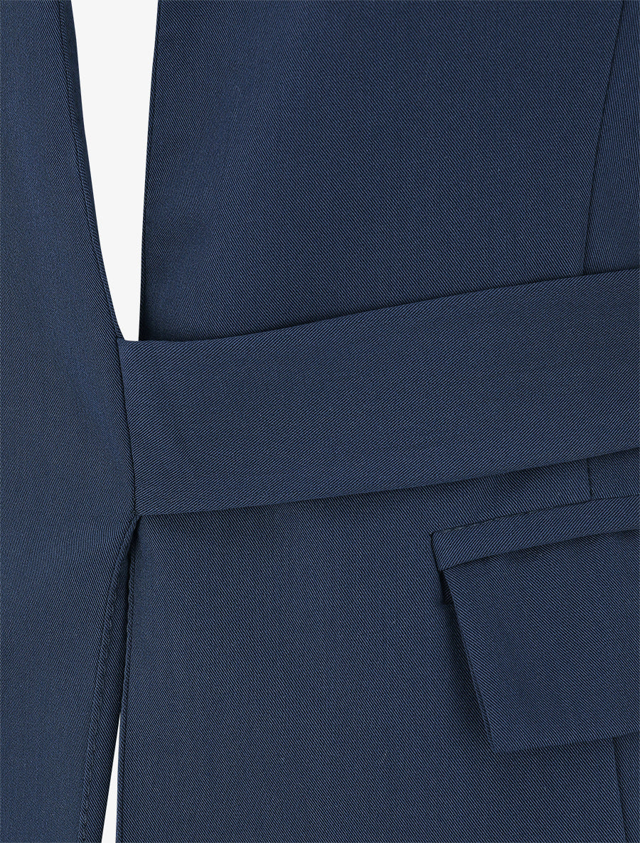 Veste droite unie à liens - Marine - 3