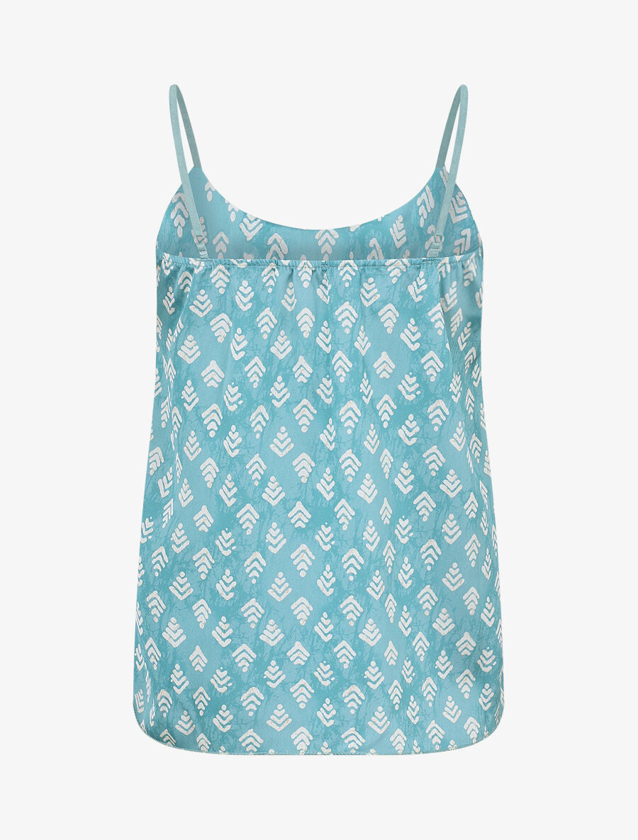 Caraco satiné imprimé graphique - Turquoise - 2