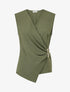 Top asymétrique élastiqué à col cache-coeur - Kaki - 1