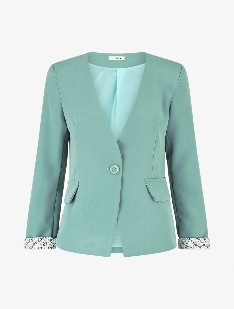 Blazer uni à 1 bouton - Vert d&