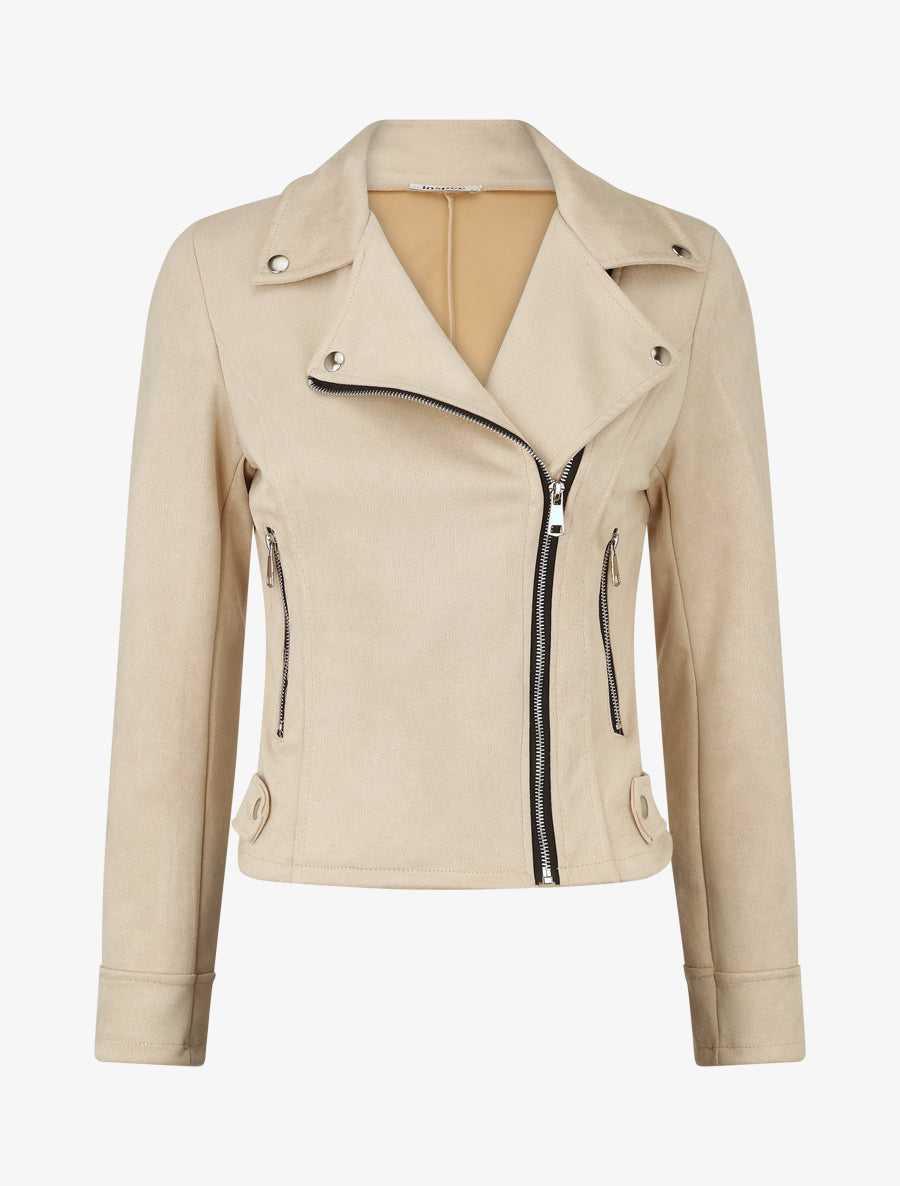 Veste en suédine style perfecto - Beige
