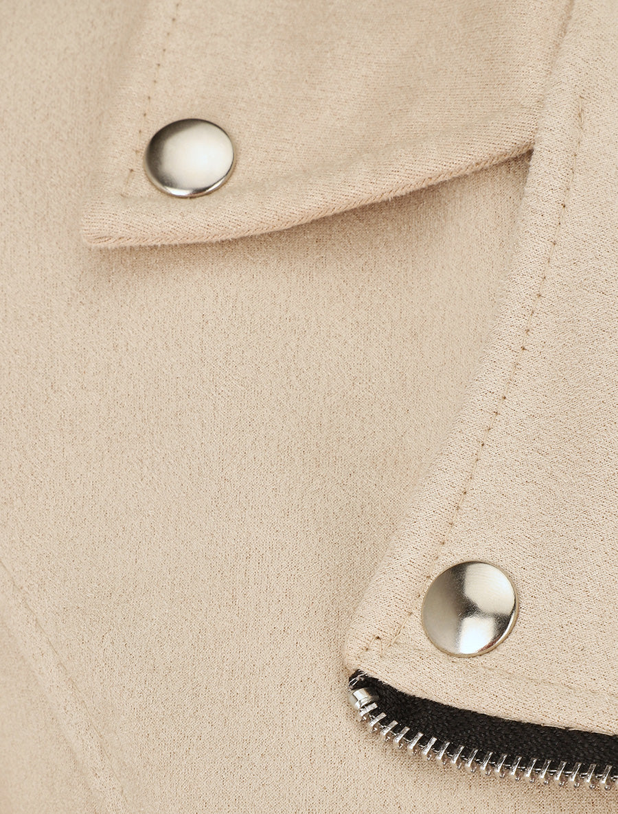 Veste en suédine style perfecto - Beige