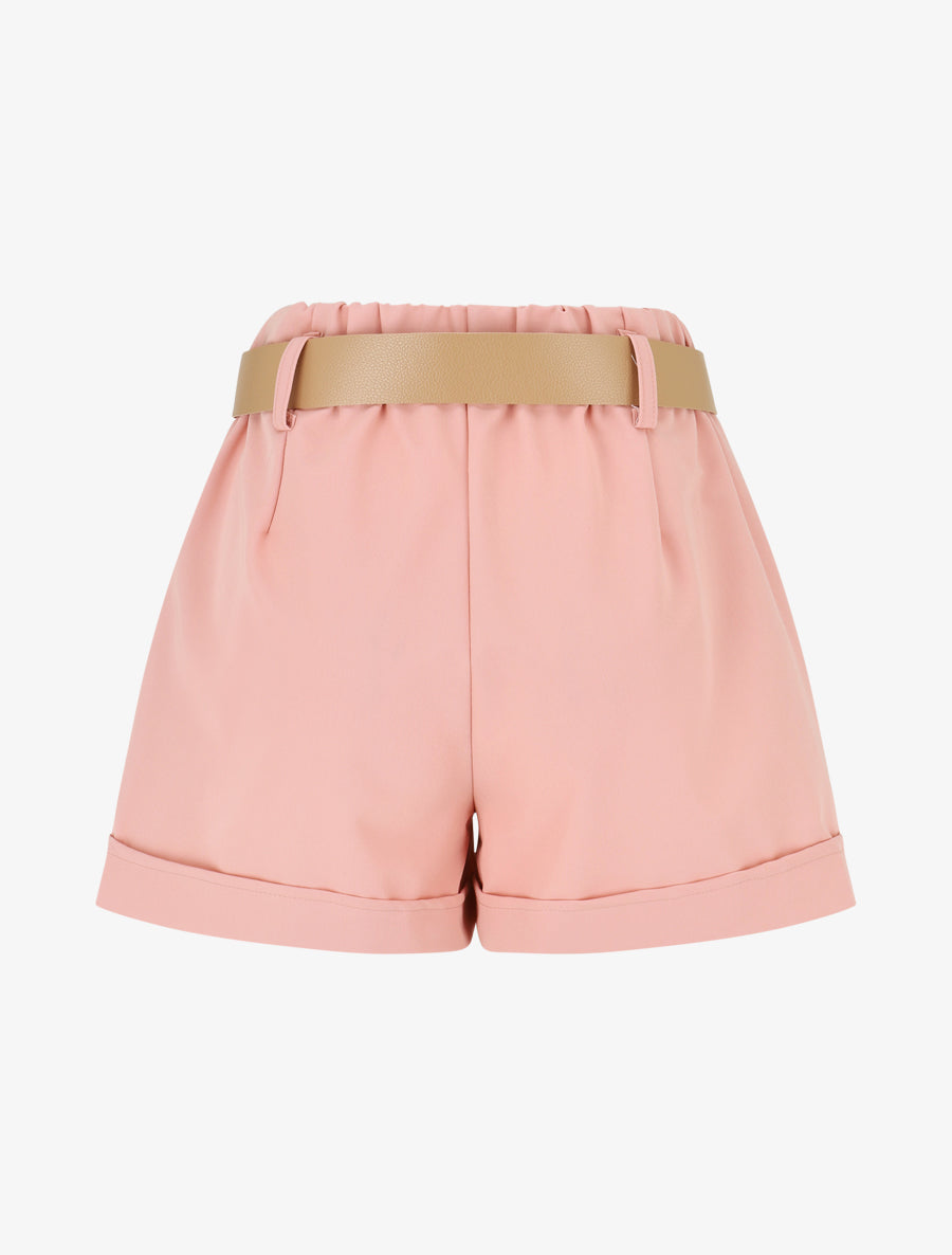 Short taille haute uni coupe droite - Rose - 2