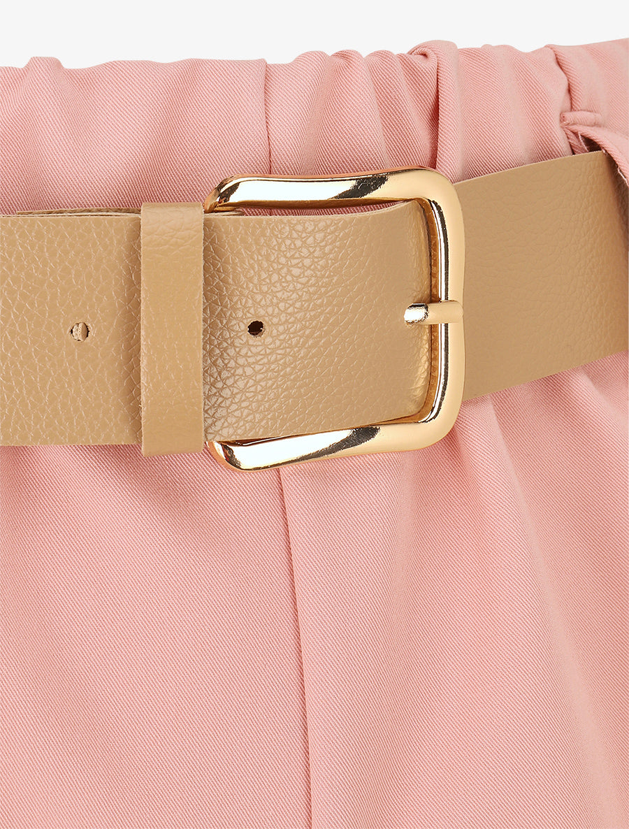 Short taille haute uni coupe droite - Rose - 3