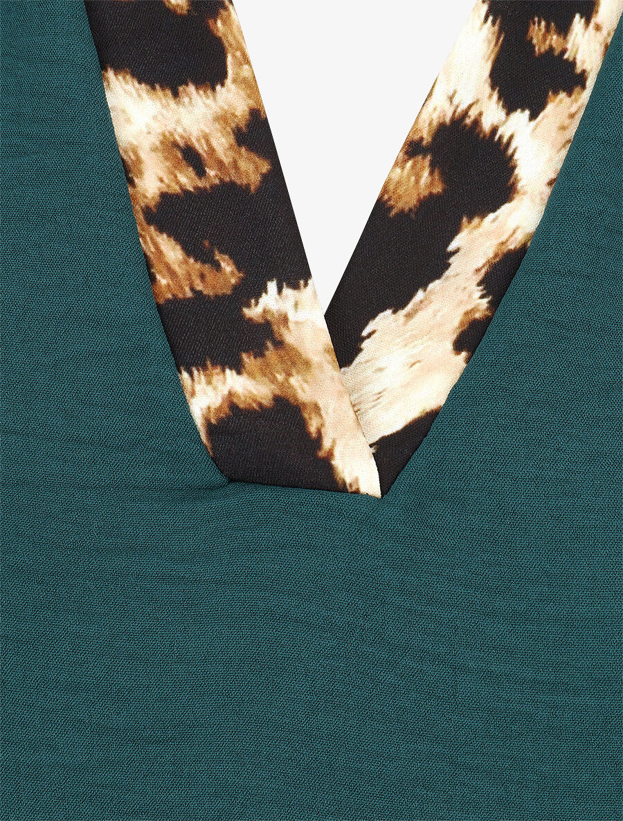 Blouse à bords imprimé léopard - Vert forêt - 3