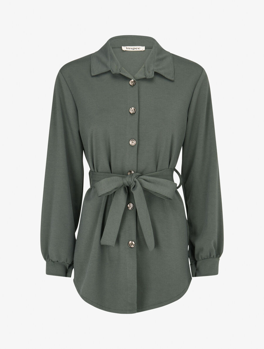Chemise classique et ceinturée - Kaki - 1