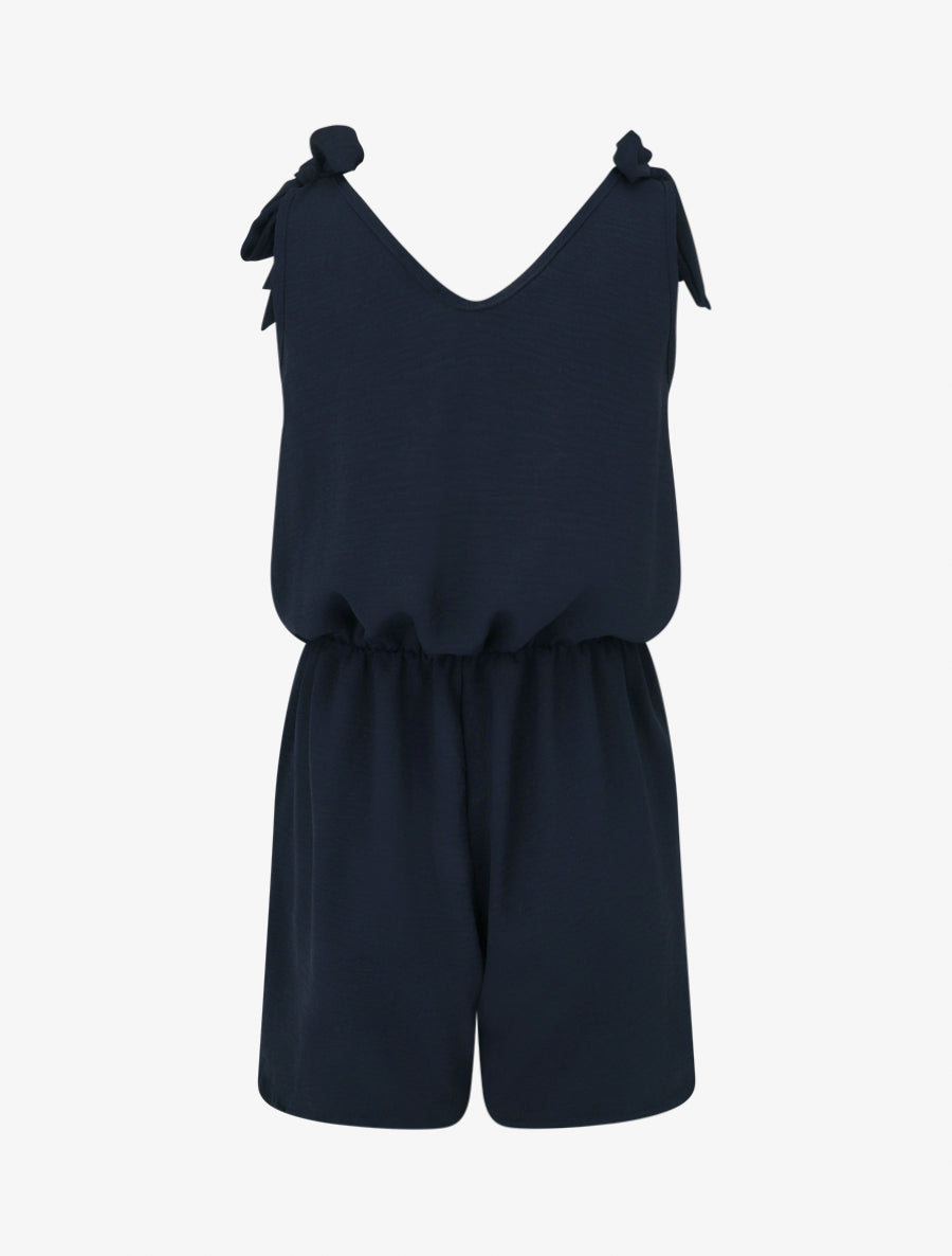 Combishort élastiqué à liens à nouer - Marine - 2