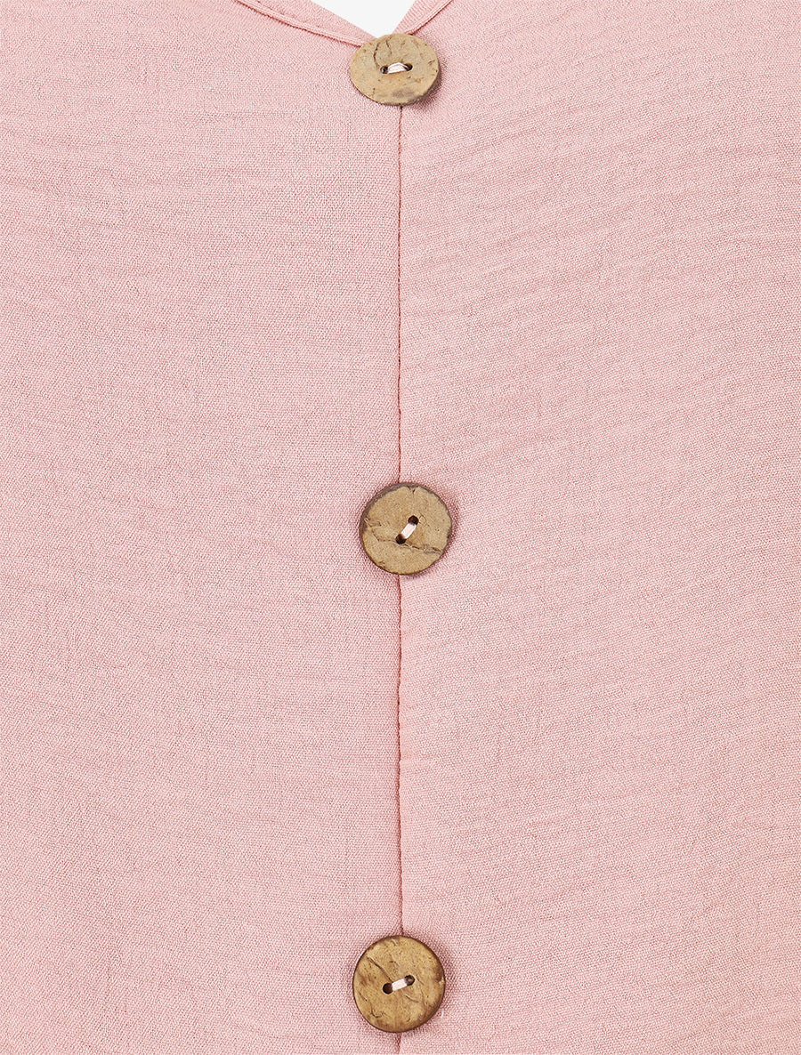 Combishort élastiqué à liens à nouer - Vieux rose - 3