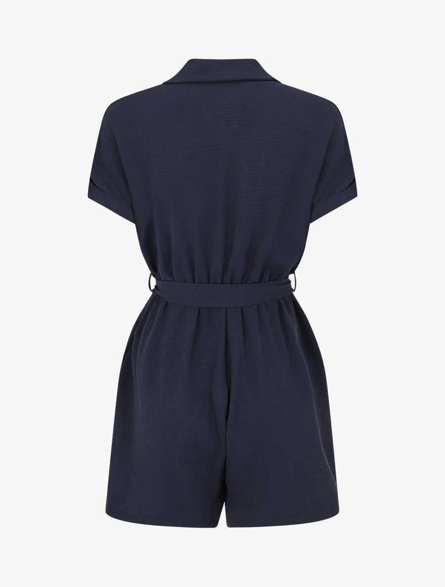 Combishort élastiqué uni - Marine - 2