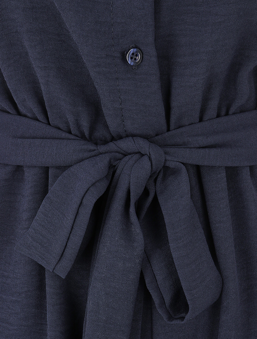 Combishort élastiqué uni - Marine - 3