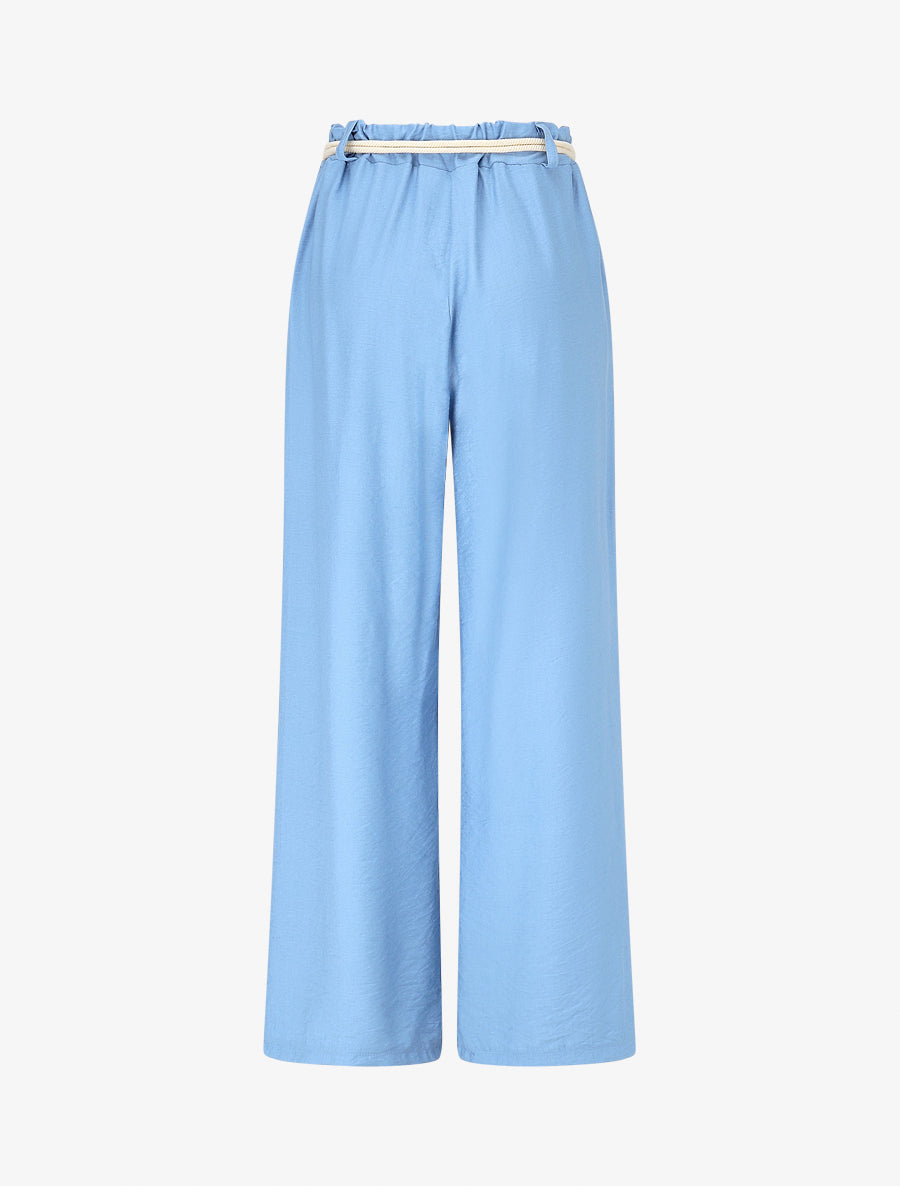 Pantalon uni à taille élastiquée - Bleu ciel - 2