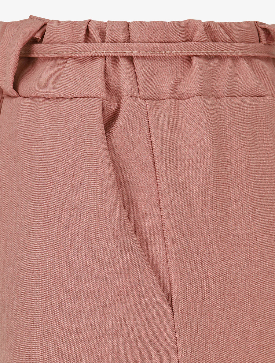 Pantalon droit taille haute à ceinture fleurie - Rose - 3