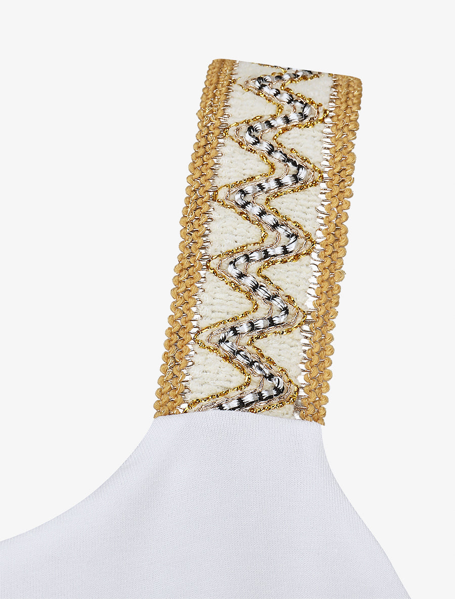 Combishort élastiqué à bretelles brodées - Rose - 3