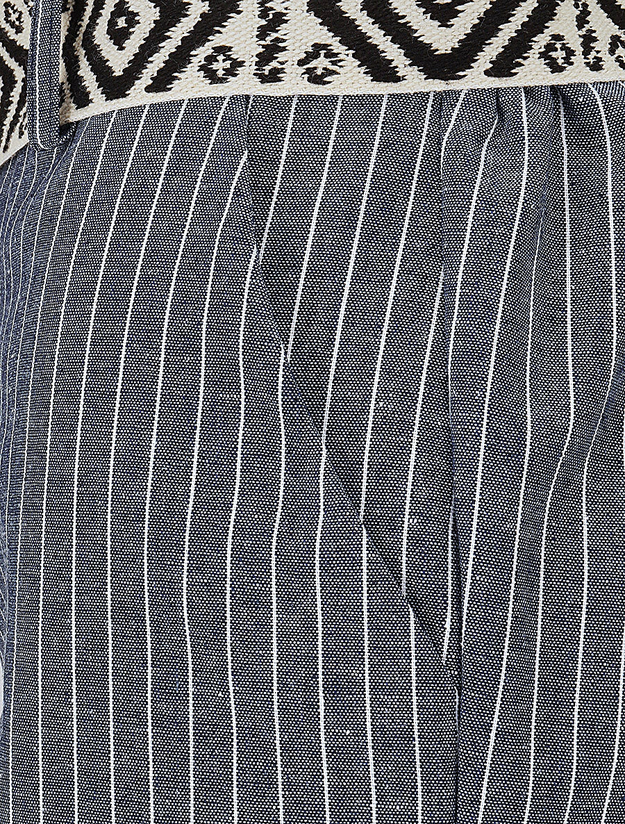 Short rayé ceinturé à revers - Bleu - 3