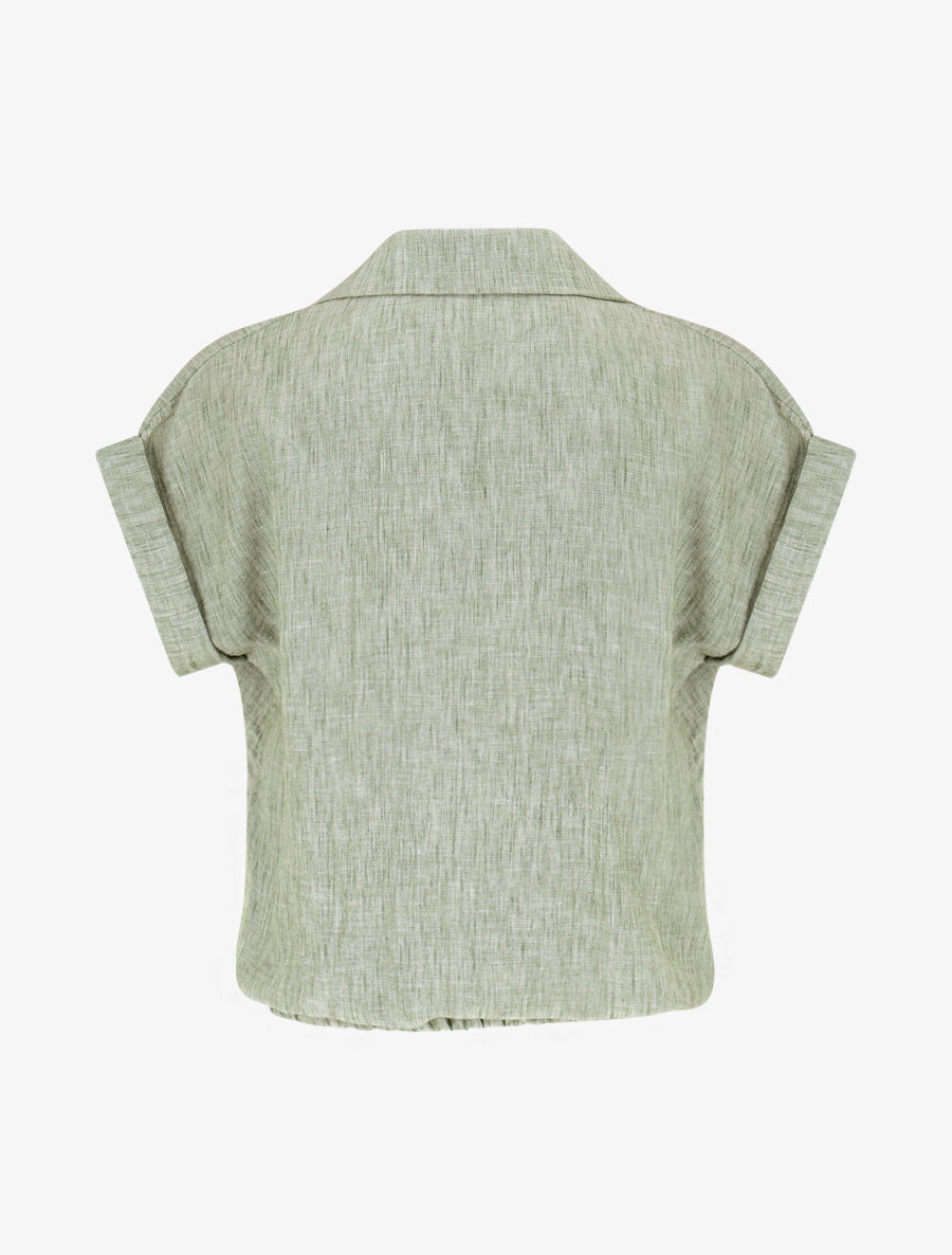 Top ample cache-coeur à manches courtes - Kaki - 2