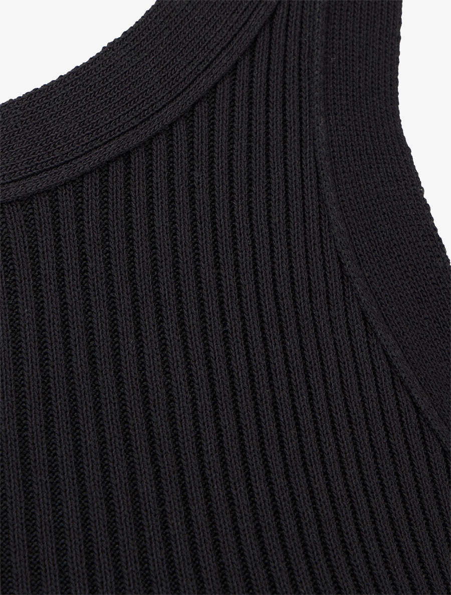 Crop top uni côtelé - Noir - 3